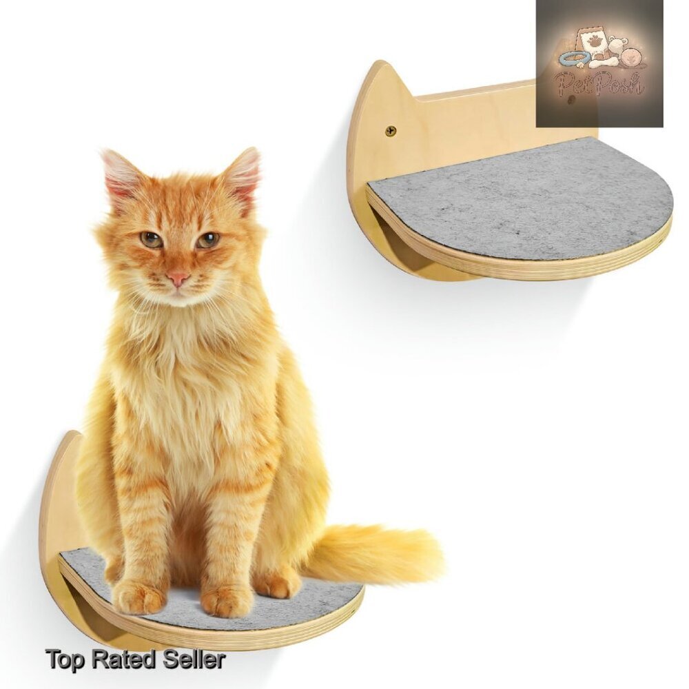 Wood Wall Mounted Cat Shelves Floating Steps Space Saving Climbing Furniture